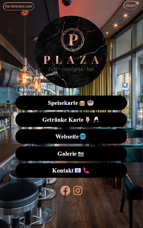 Showcase der Re-Direction Seite für Restaurant Plaza Zug